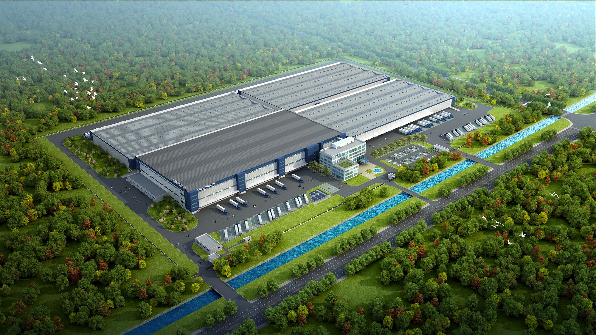 Highly automated logistics center for 