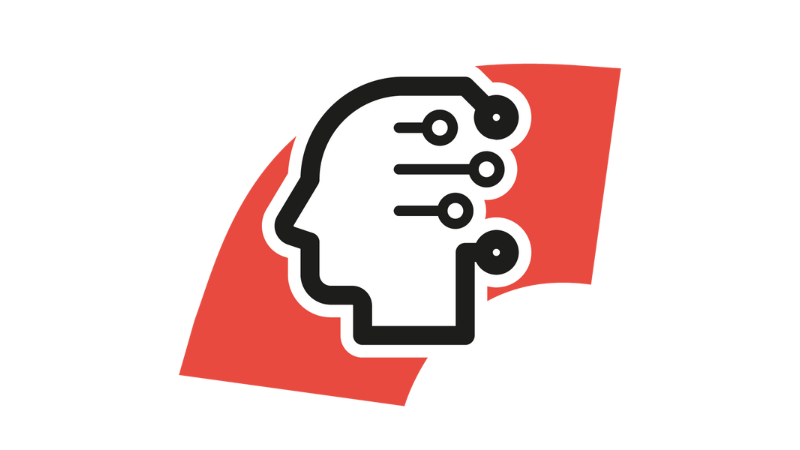 Black and white icon of a head, representing development of the employees at TGW