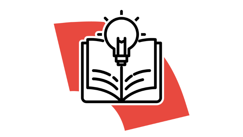 Black and white logo of a book with a light on top of it, representing TGW Logistics' origin story