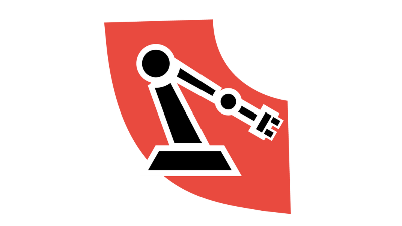 Black and white icon of a picking robot at TGW Logistics