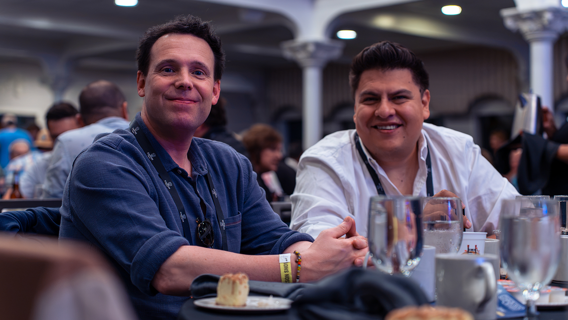 Campfire Talk attendees smiling on the General Jackson showboat river cruise