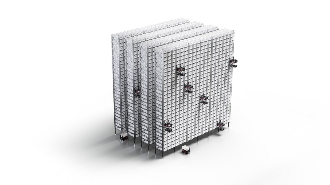 3D rendering of the storage rack for the goods to person automation system LivePick
