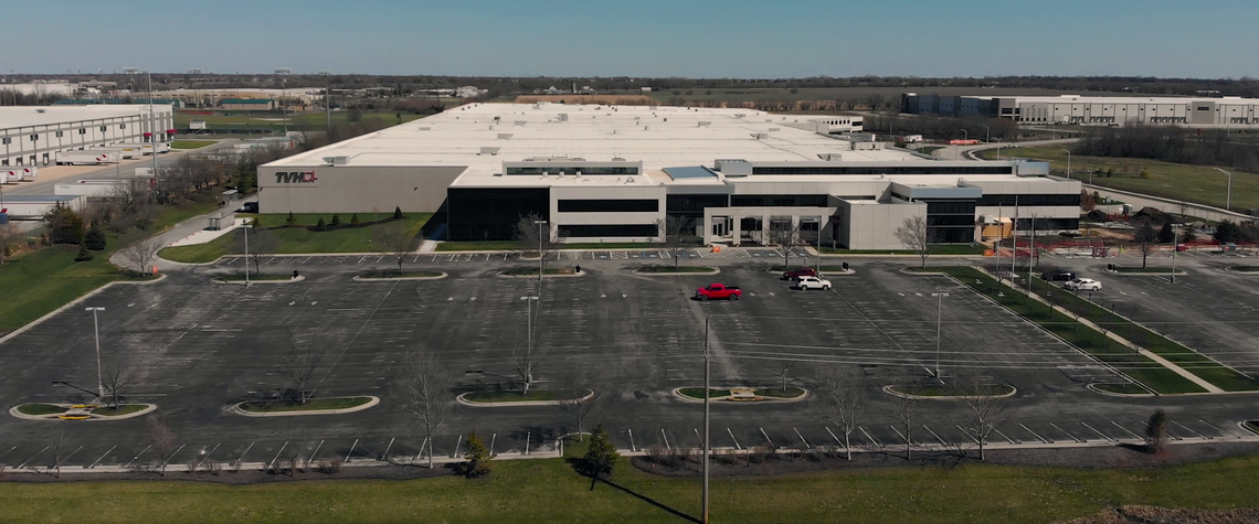 Exterior shot of the TVH distribution center in Olathe