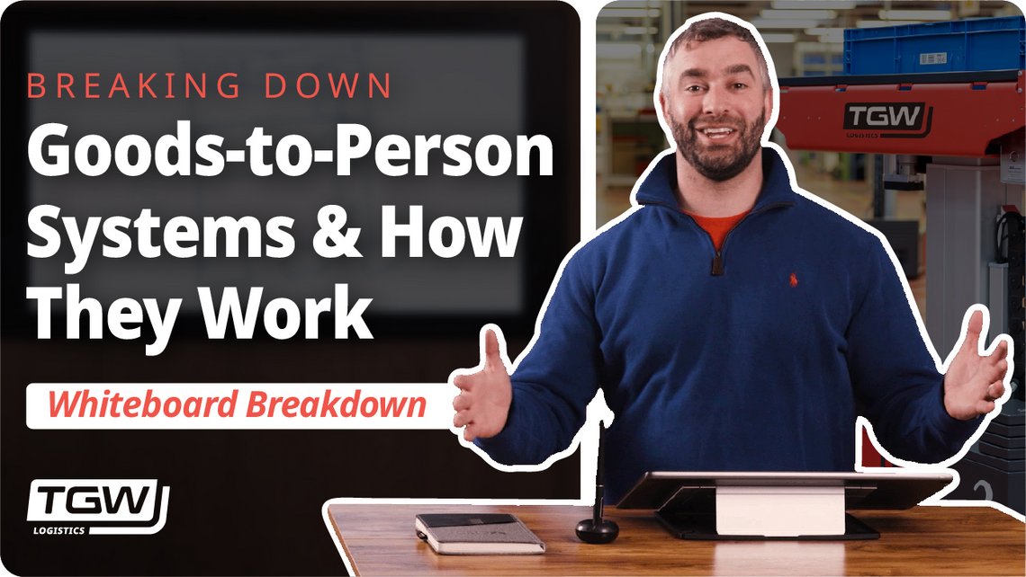 Thumbnail for the TGW Logistics video breaking down the different mobile robotics based goods-to-person systems