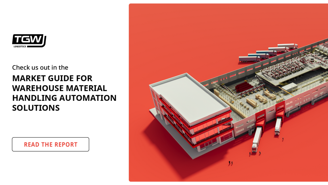 Graphic that shows a 3D rendering of an automated warehouse and says: Check us out in the Gartner(R) Market Guide for Warehouse Automation Partners - Read the Report