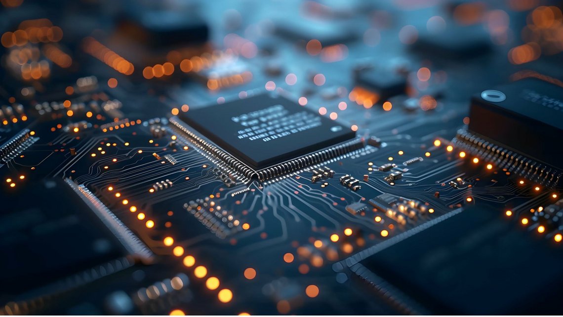 Lit up circuit board as a preview for Wurth Elektronik