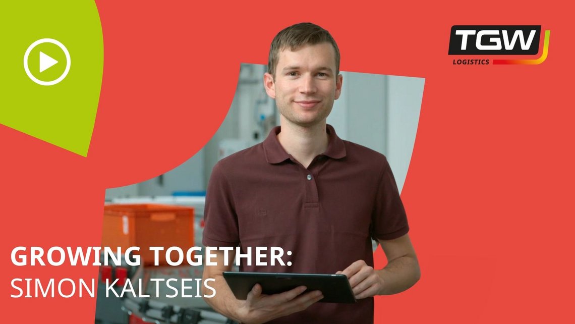 Video teaser for TGW Logistics employee Simon gives insights into his role as a Developer of Mechatronical Products