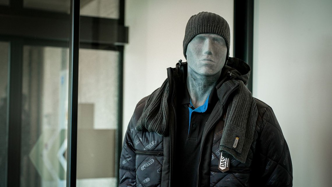 Mannequin wearing Dassy workwear clothing as a display