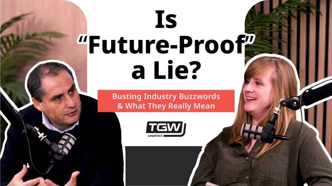 Video thumbnail for a podcast episode discussing the buzzwords around goods to person automation