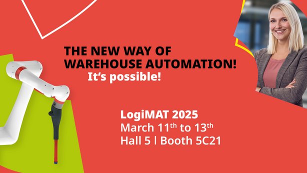 Preview for the Logimat with the Rovoflex pickrobot and the TGW Logistics company colors