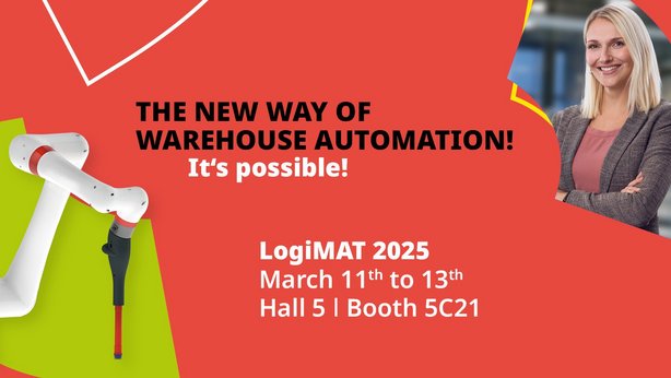 Preview for the Logimat with the Rovoflex pickrobot and the TGW Logistics company colors