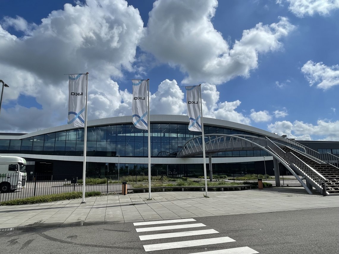 Front view of the LKQ distribution center in Berkel and Rodenrijs with the iconic bridge showing at the front