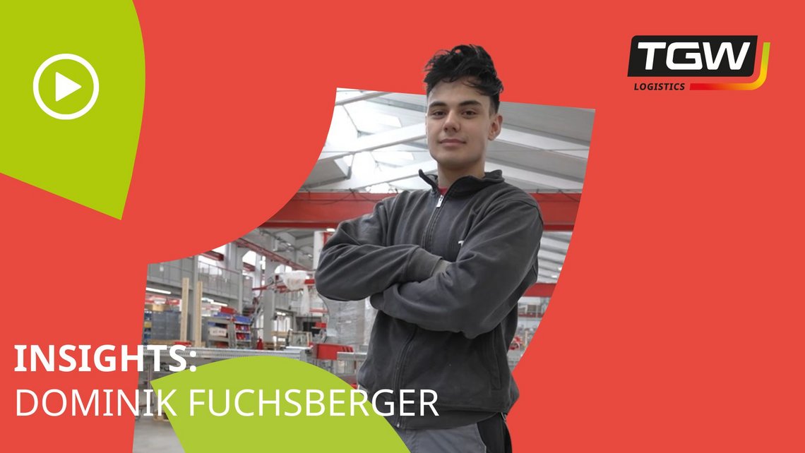 Video teaser for TGW Logistics employee Dominik gives insights into his rol as a Mechatronic automisation student