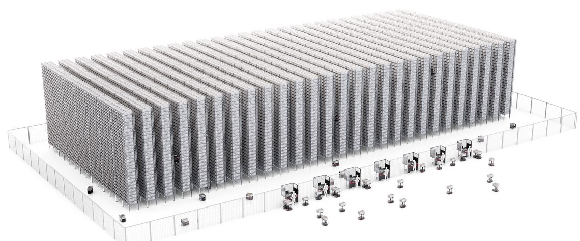 3D rendering of the mobile robotics based goods to person automation system LivePick