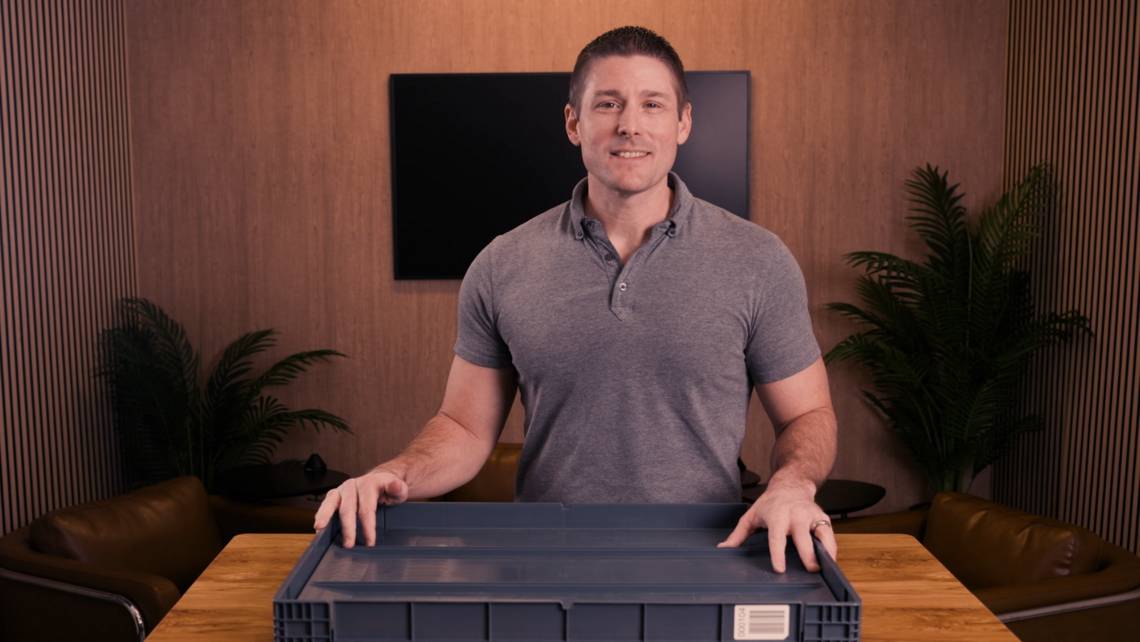 Thumbnail for a video about the importance of trays in automated grocery logistics