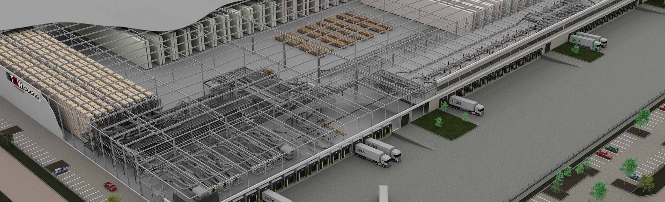 Highly automated fulfillment center by TGW for stichd.